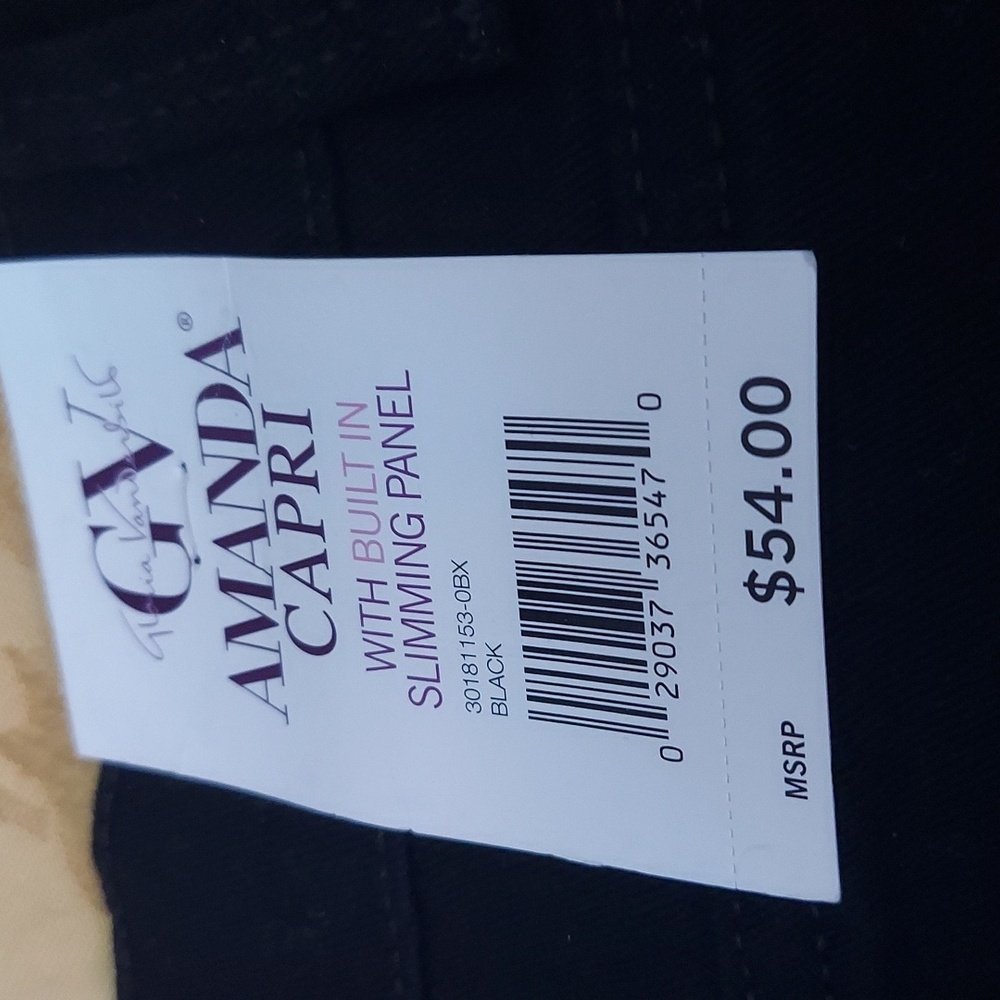 GLORIA VANDERBILT NWT Amanda Capri black jeans  built in slimming panel size 16 - Picture 5 of 7